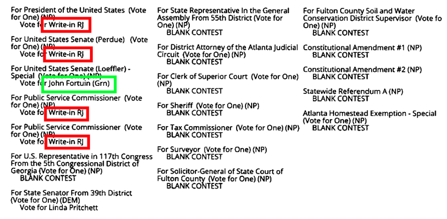 John Fortuin RJ Test Ballot