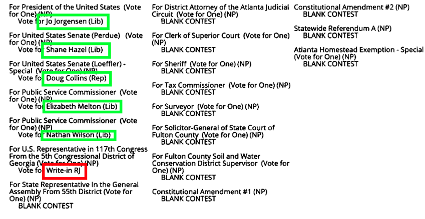 Jo Jorgensen Test Ballot (long)