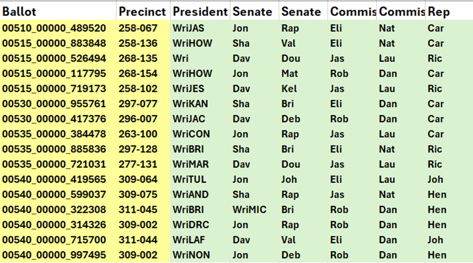 Write-in ballots removed
